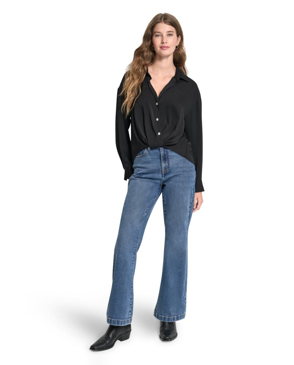 Blusa com Botões de Joia Preto-5