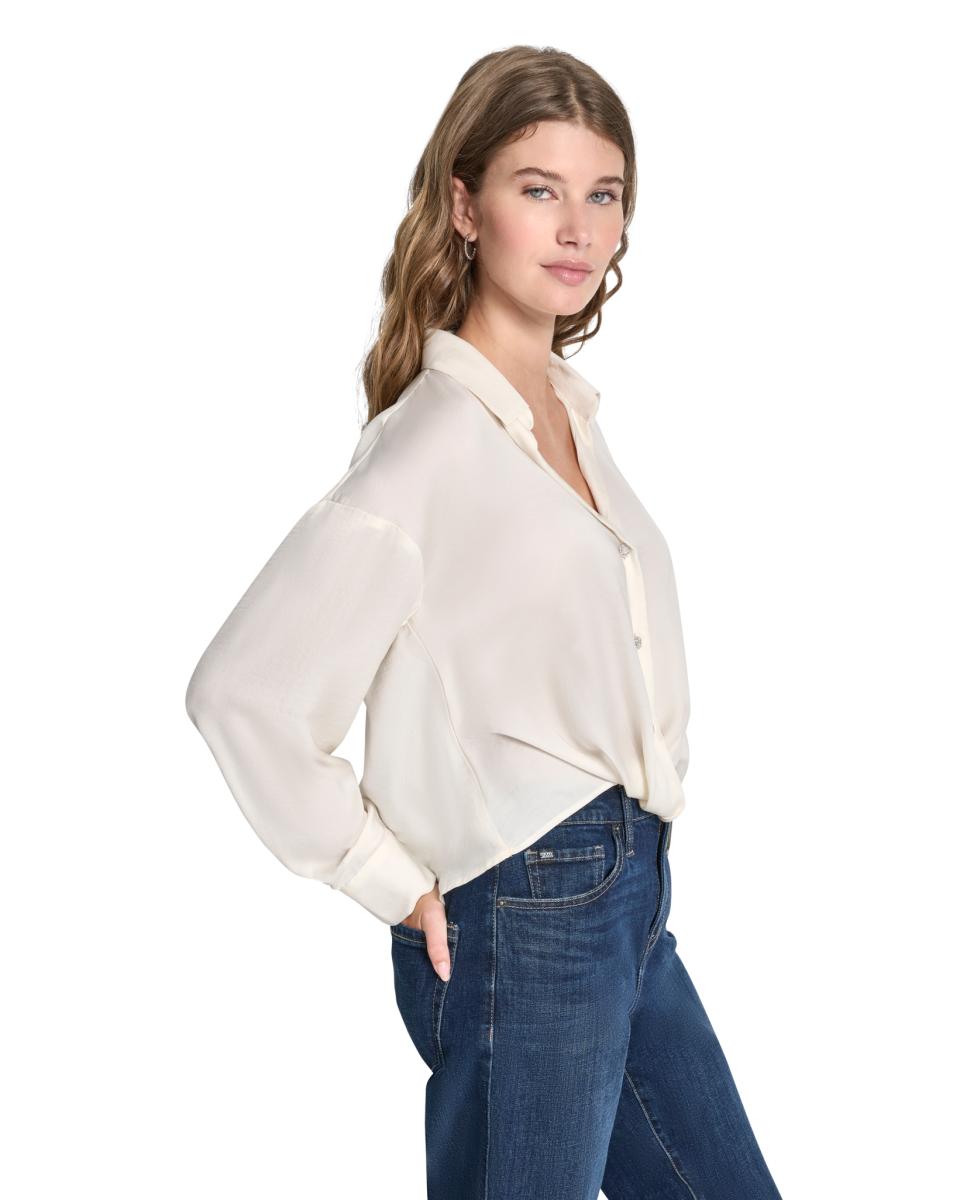 Blusa com botões joia Cru-6