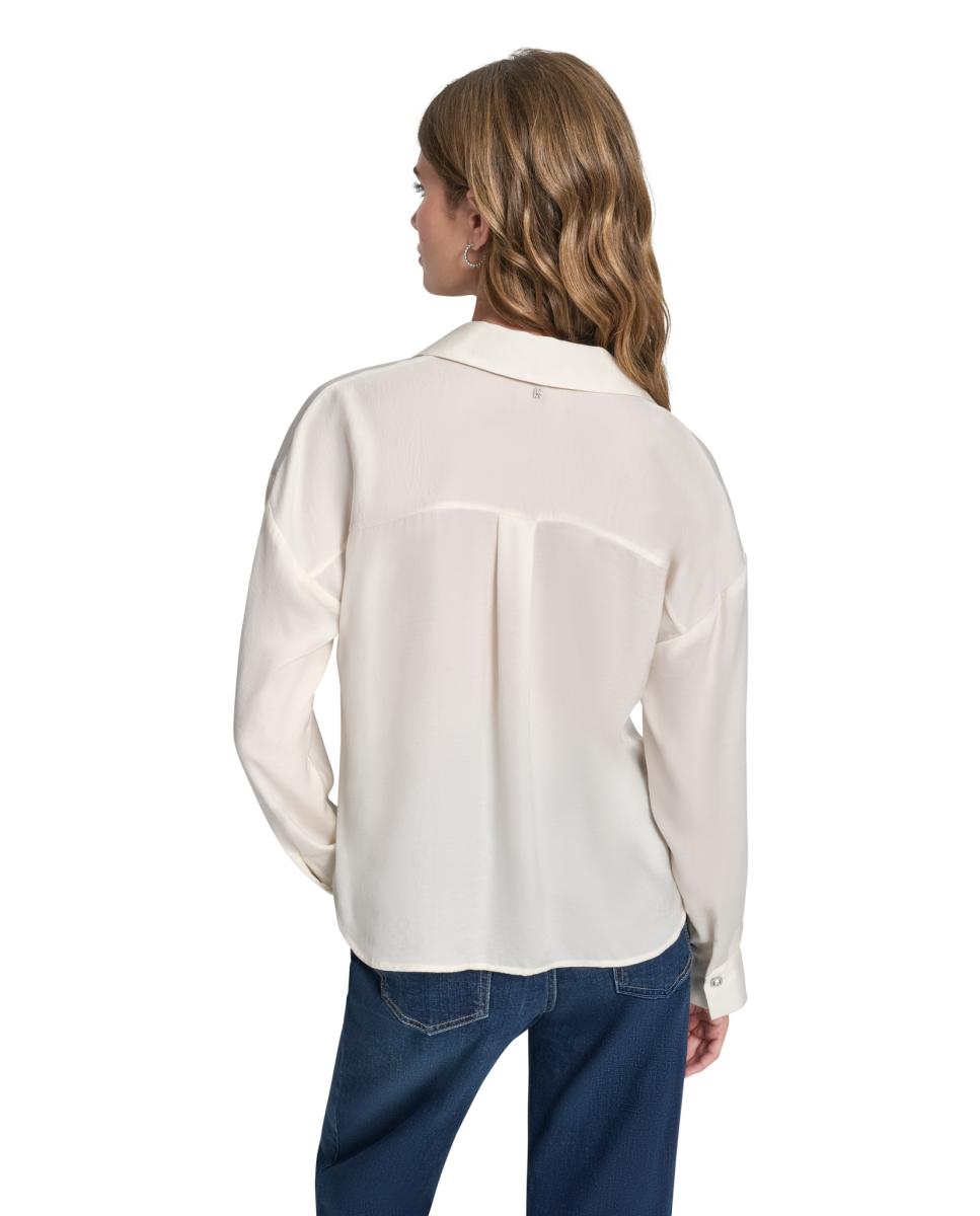 Blusa com botões joia Cru-8