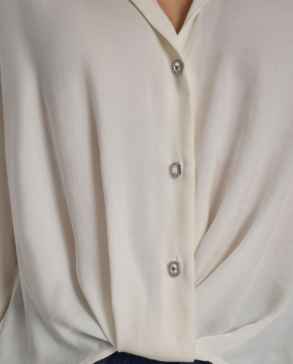 Blusa com botões joia Cru-9