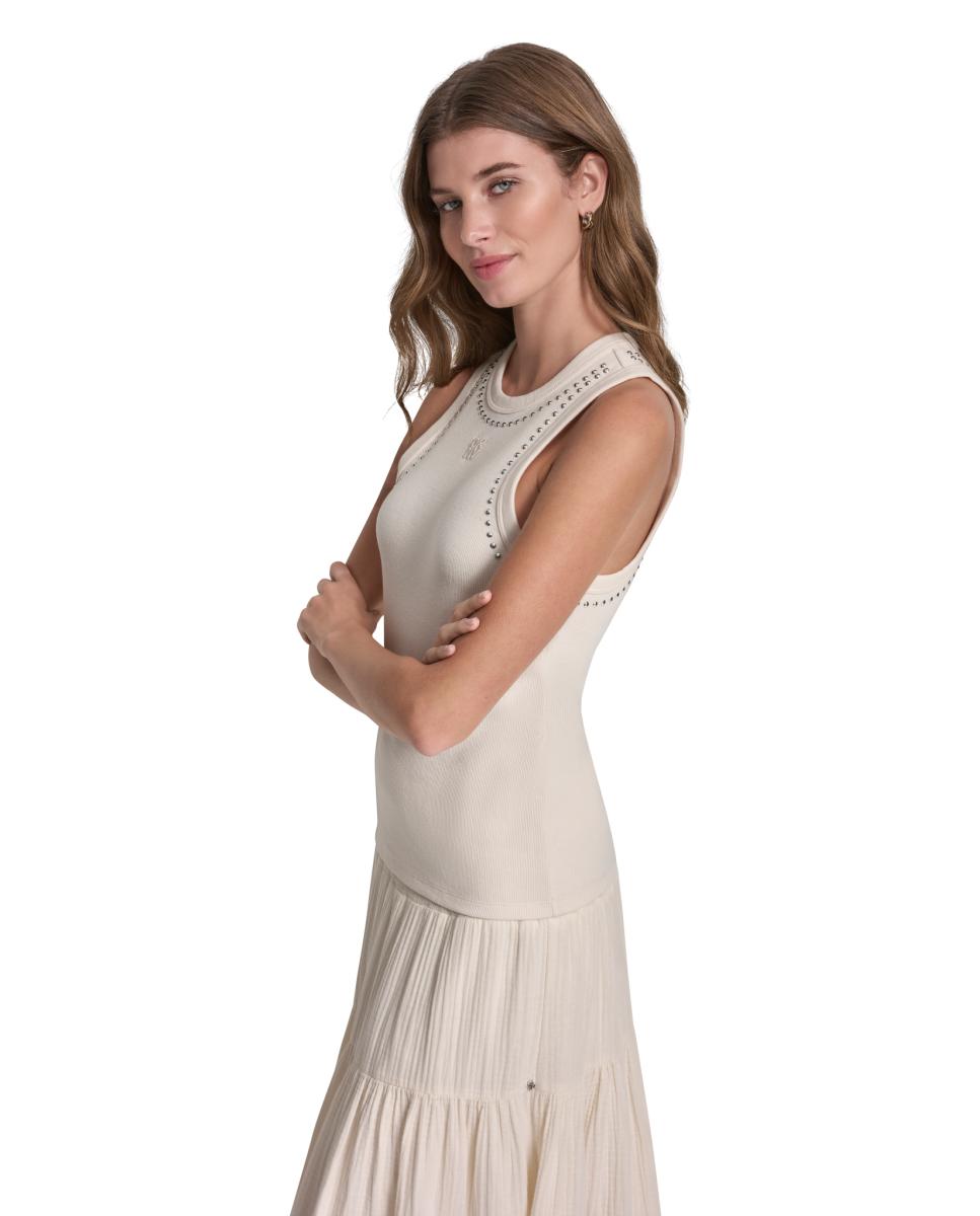 Imagen 5 de Tank top de mujer con detalle de strass - Dkny Jeans - Crema Crema