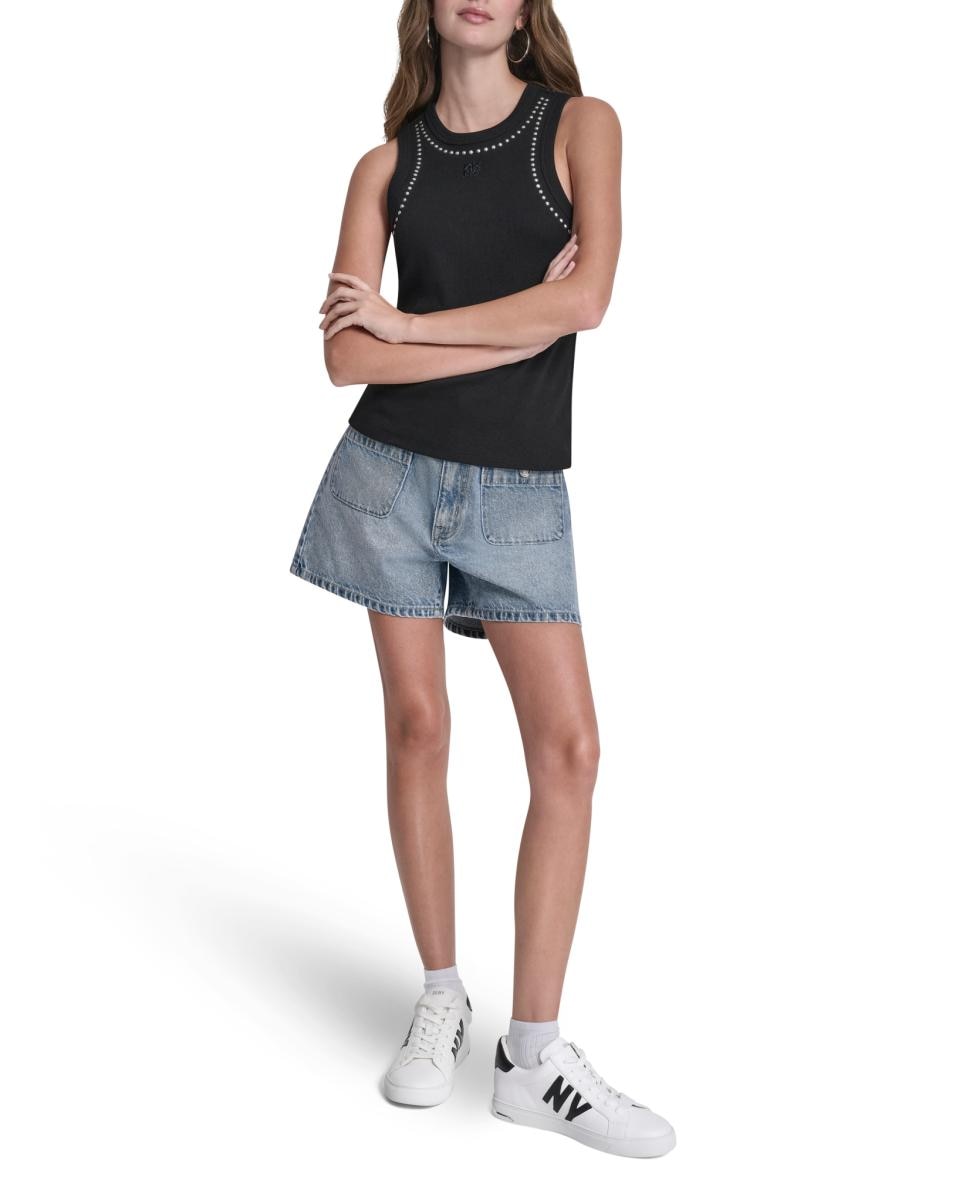 Top com detalhe de strass Preto-5
