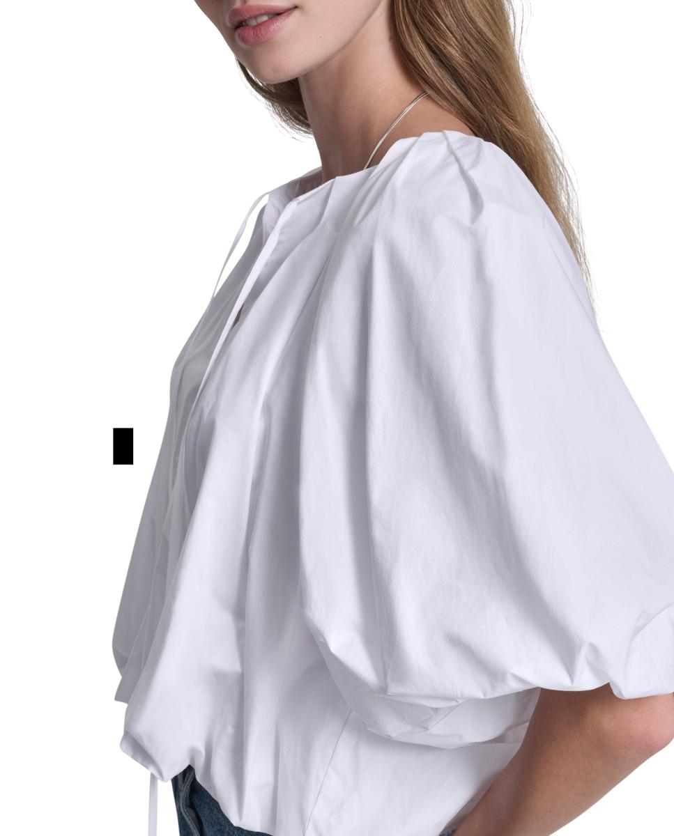 Blusa com Mangas em Balão Branco-3