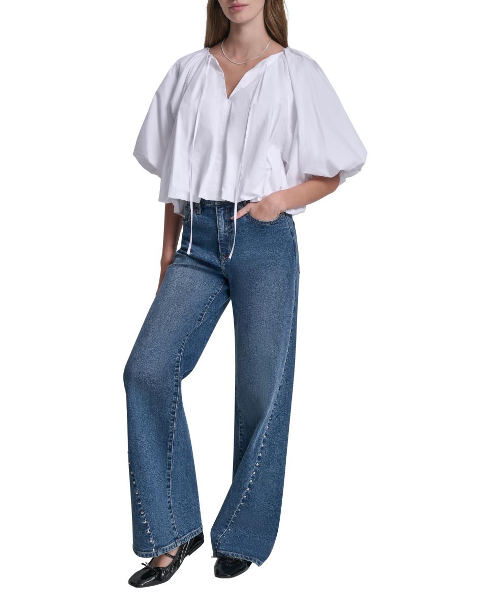 Blusa com Mangas em Balão Branco-5