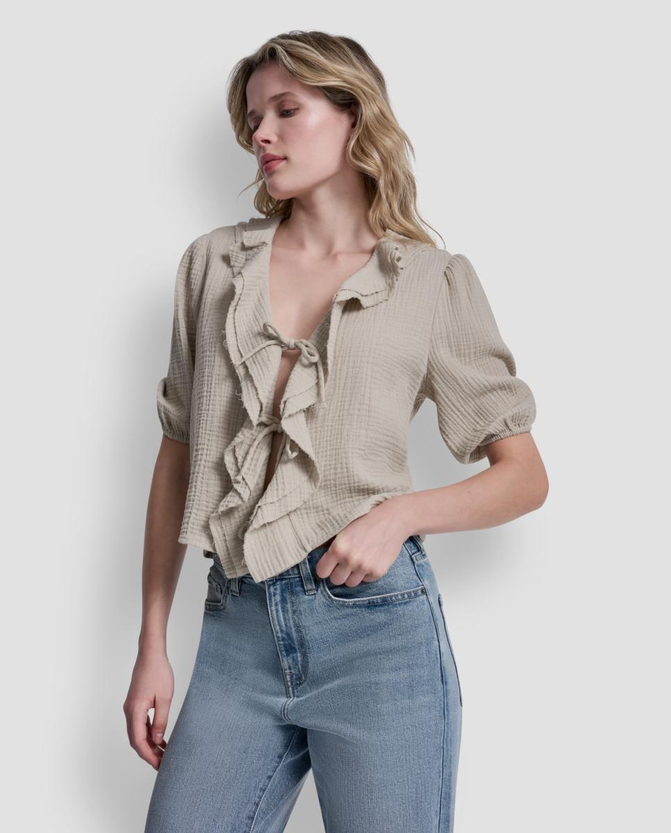 Imagem 0 de Blusa com Folhos à Frente