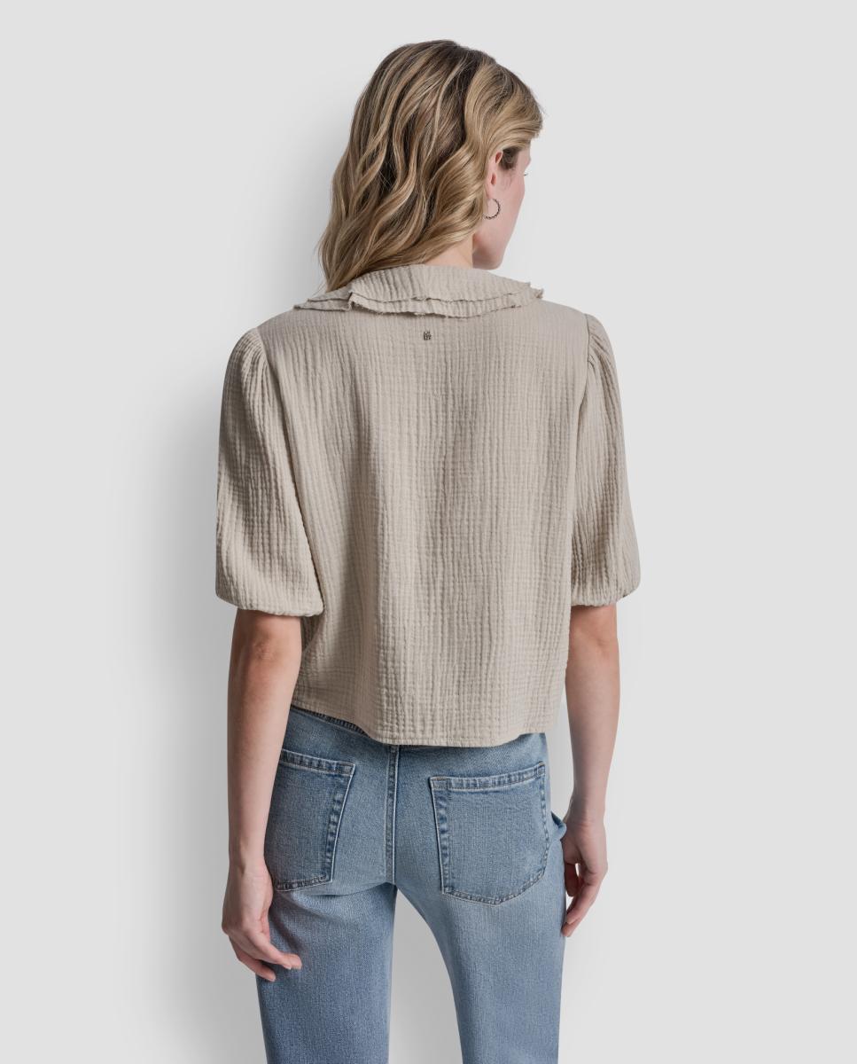 Blusa com Folhos à Frente Azul-claro-2