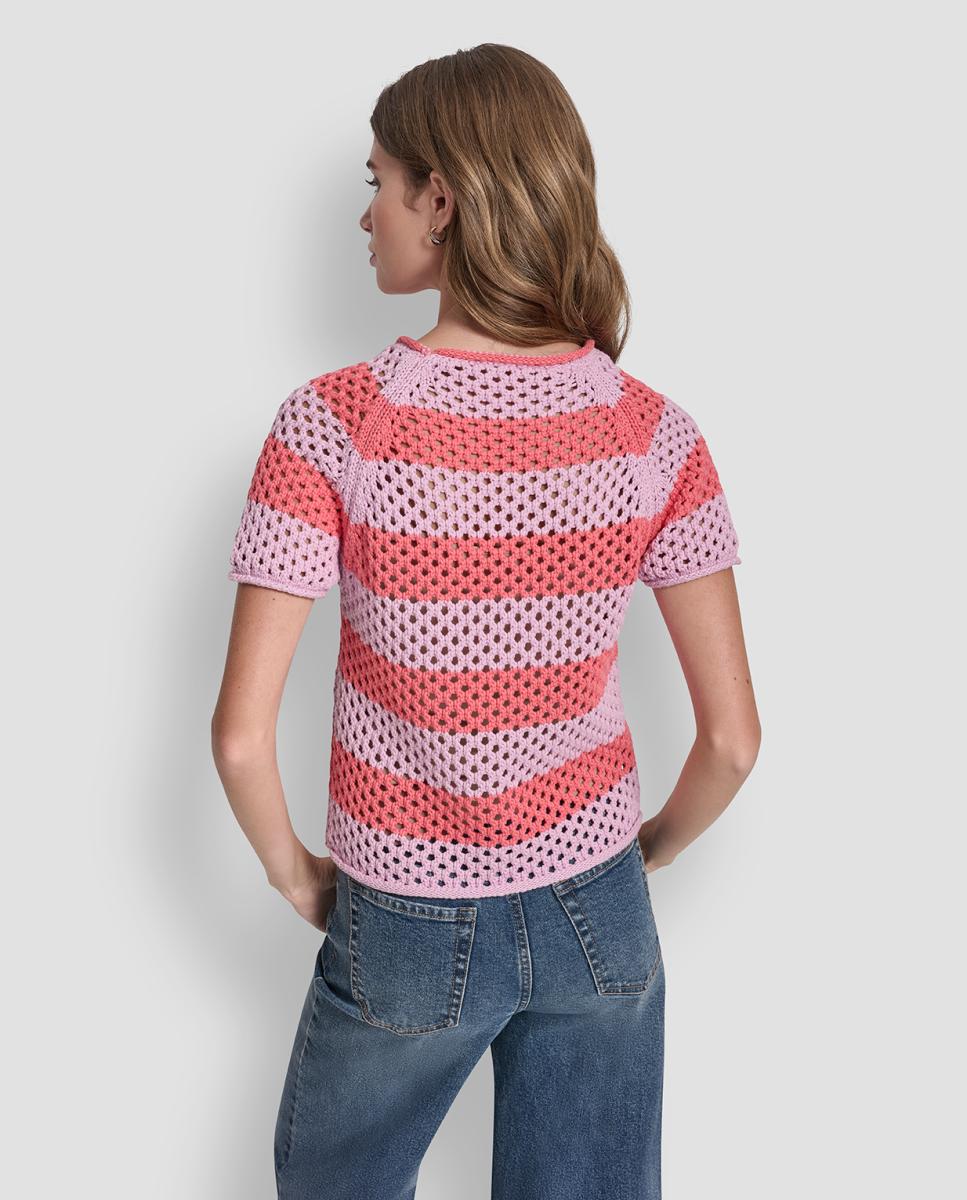 Top de crochet às riscas Multicolor-2