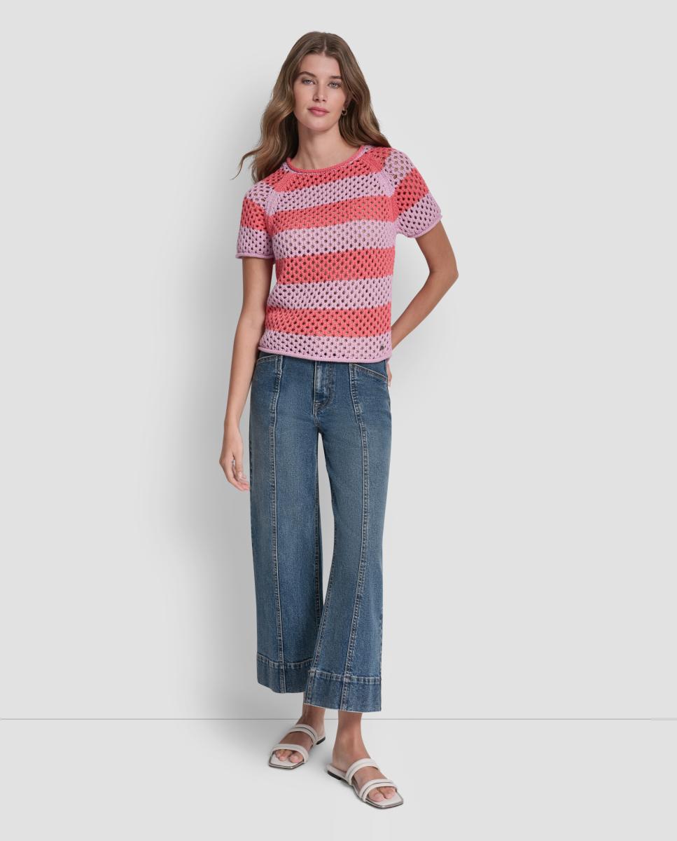 Top de crochet às riscas Multicolor-3