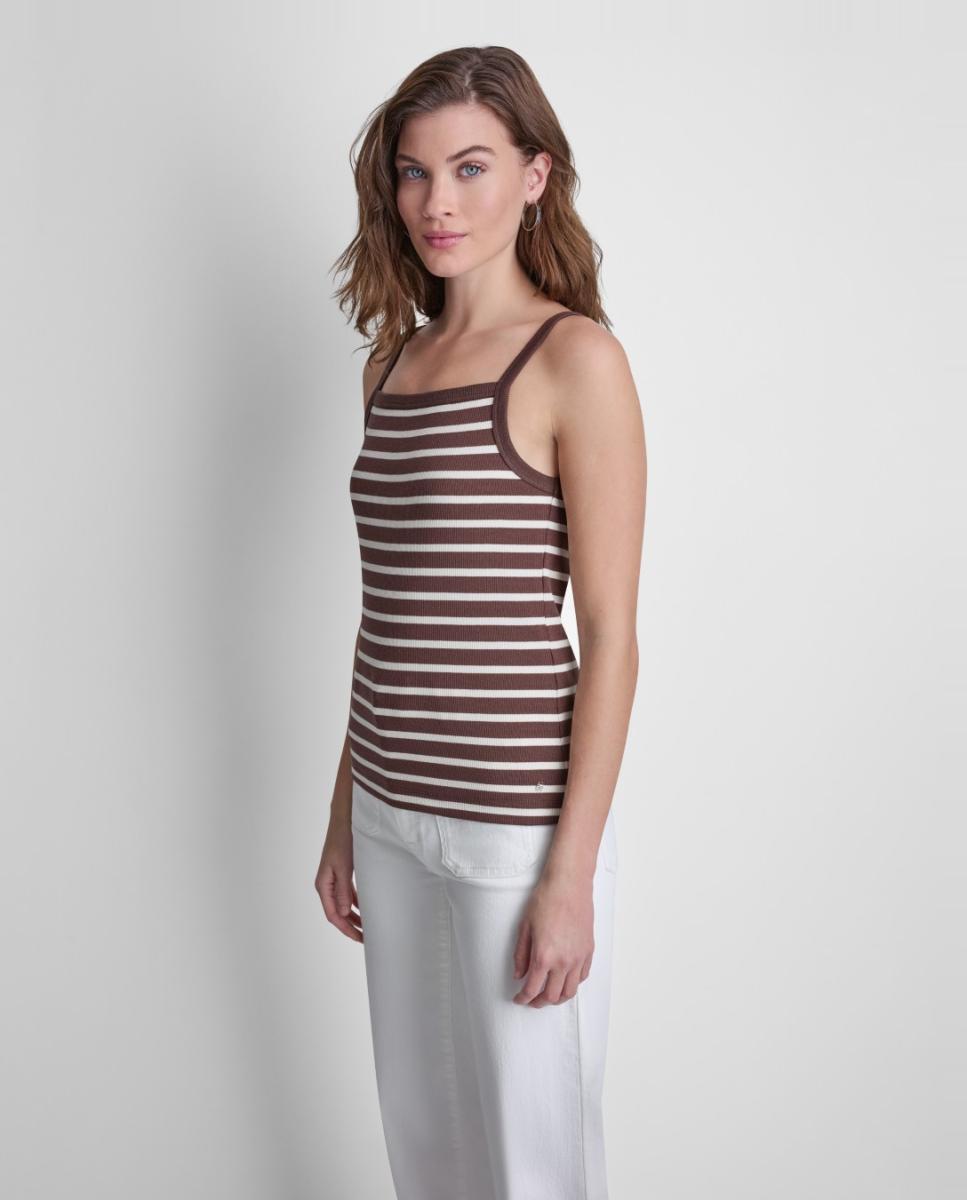 T-shirt de Alças com Decote à Barco e Estampado de Marinheiro Multicolor-5