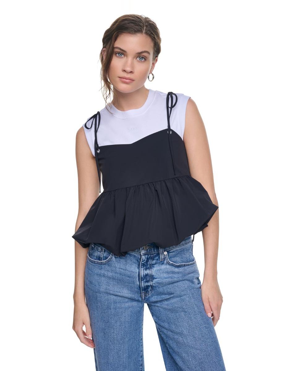 Top de tirantes de mujer con detalle de lazos en los hombros - Dkny Jeans - Negro Negro-1