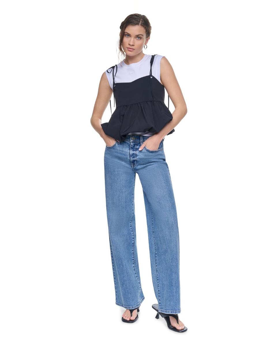 Top de tirantes de mujer con detalle de lazos en los hombros - Dkny Jeans - Negro Negro-2