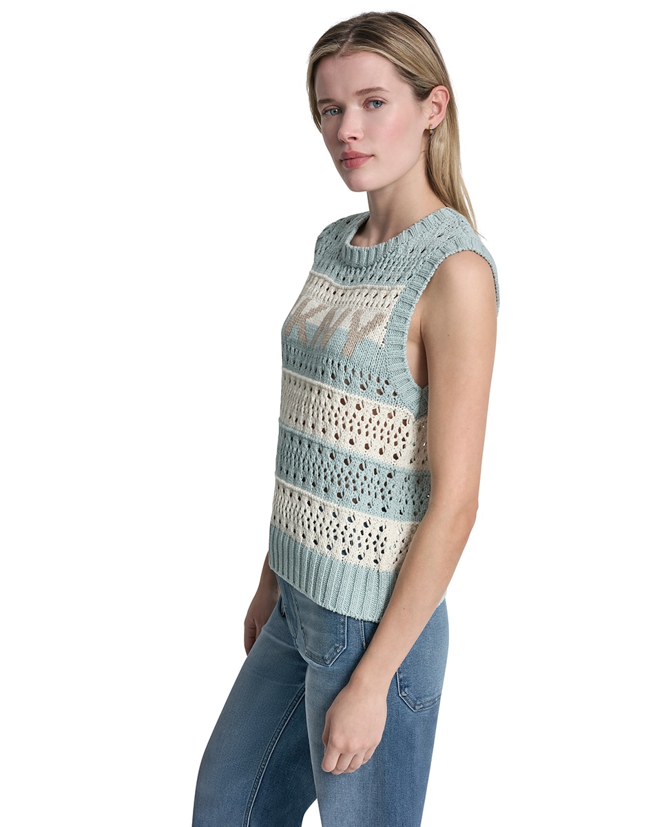 Colete às Riscas Azul-claro-5