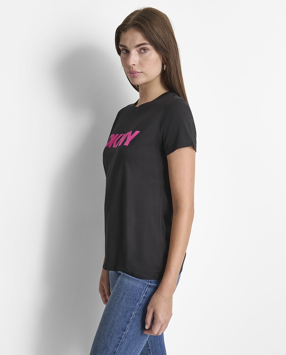 T-shirt de Decote Redondo e Logótipo Flocado à Frente Multicolor-3