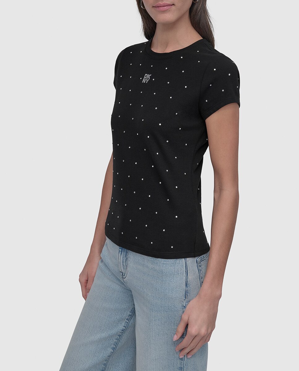 T-shirt de manga curta com decote redondo. Preto-2