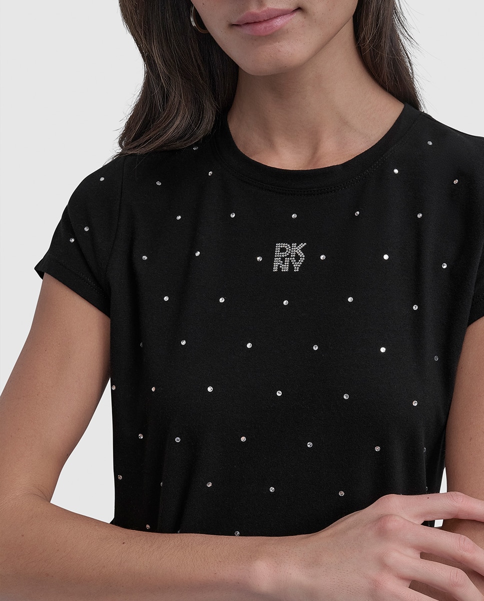 T-shirt de manga curta com decote redondo. Preto-5