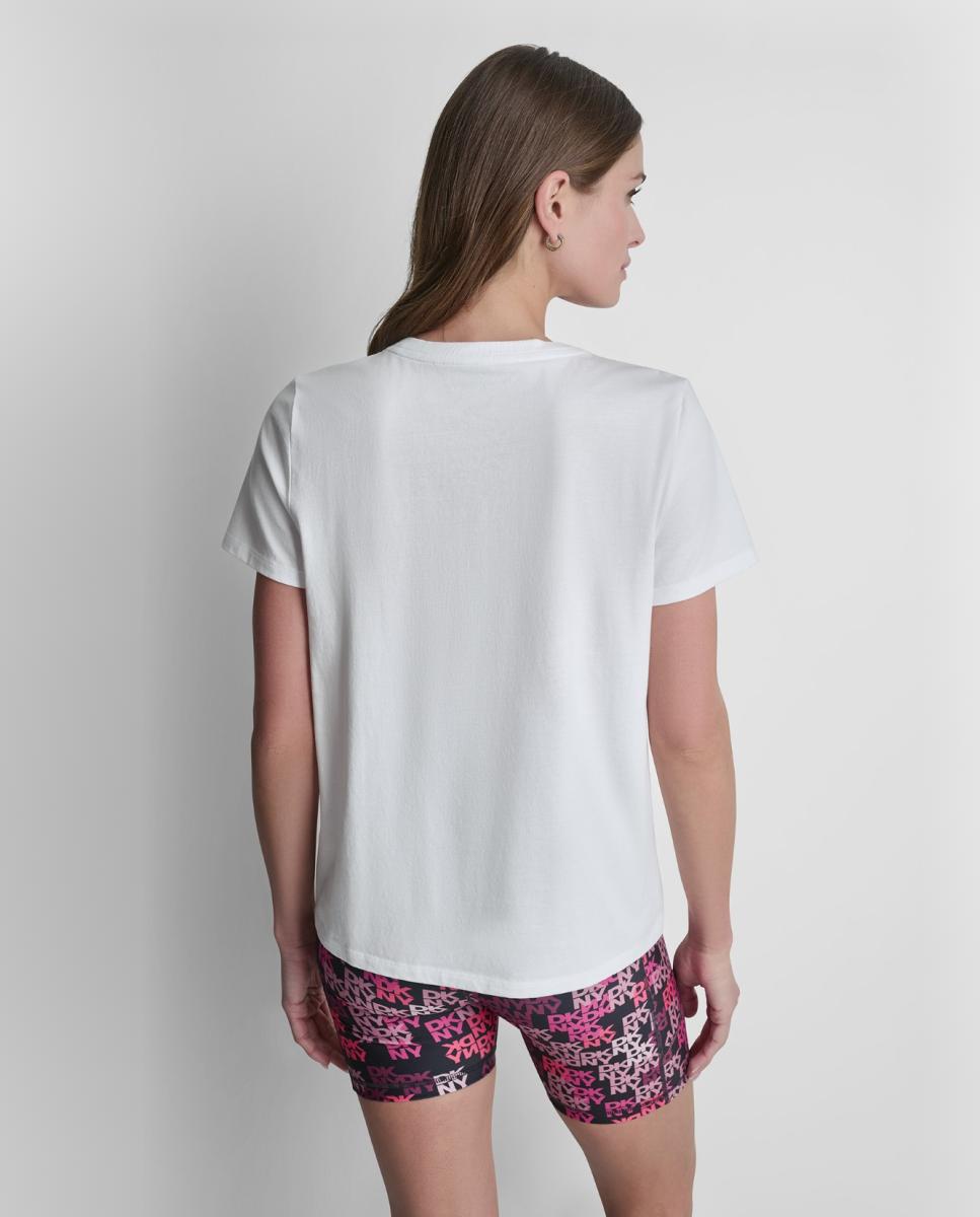 T-shirt com Detalhe de Logótipo à Frente Branco-2