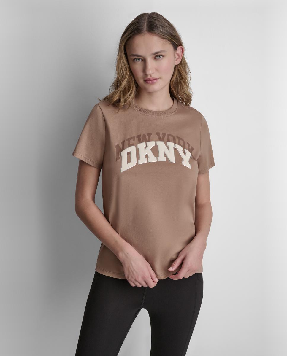 Camiseta de mujer con detalle de logo frontal - Dkny Jeans - Marrón claro Marrón claro-1