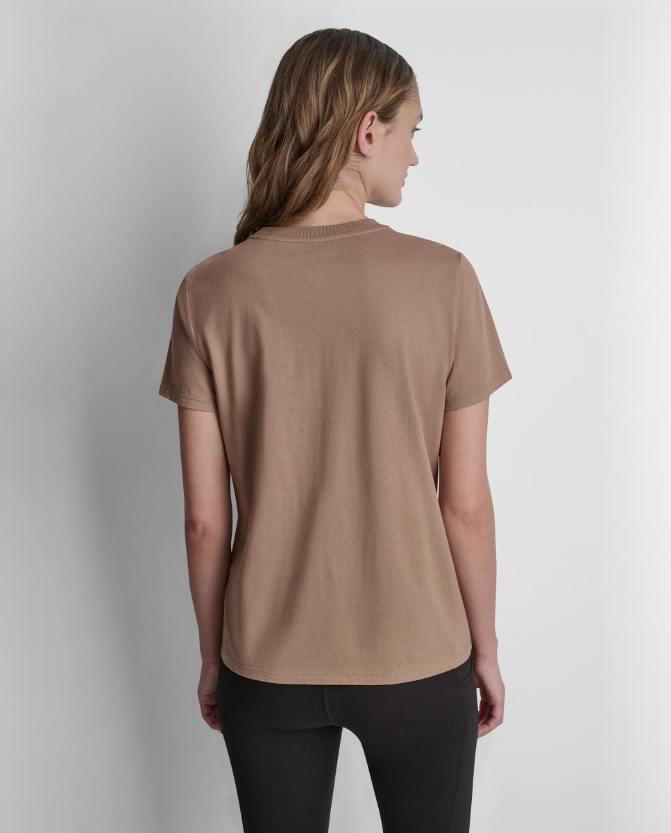 Camiseta de mujer con detalle de logo frontal - Dkny Jeans - Marrón claro Marrón claro-3