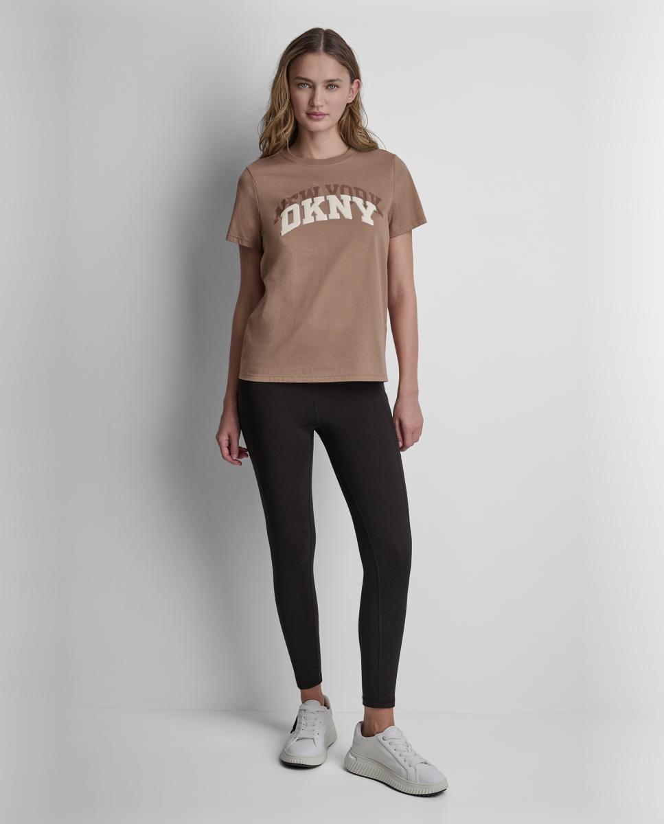 Camiseta de mujer con detalle de logo frontal - Dkny Jeans - Marrón claro Marrón claro-4