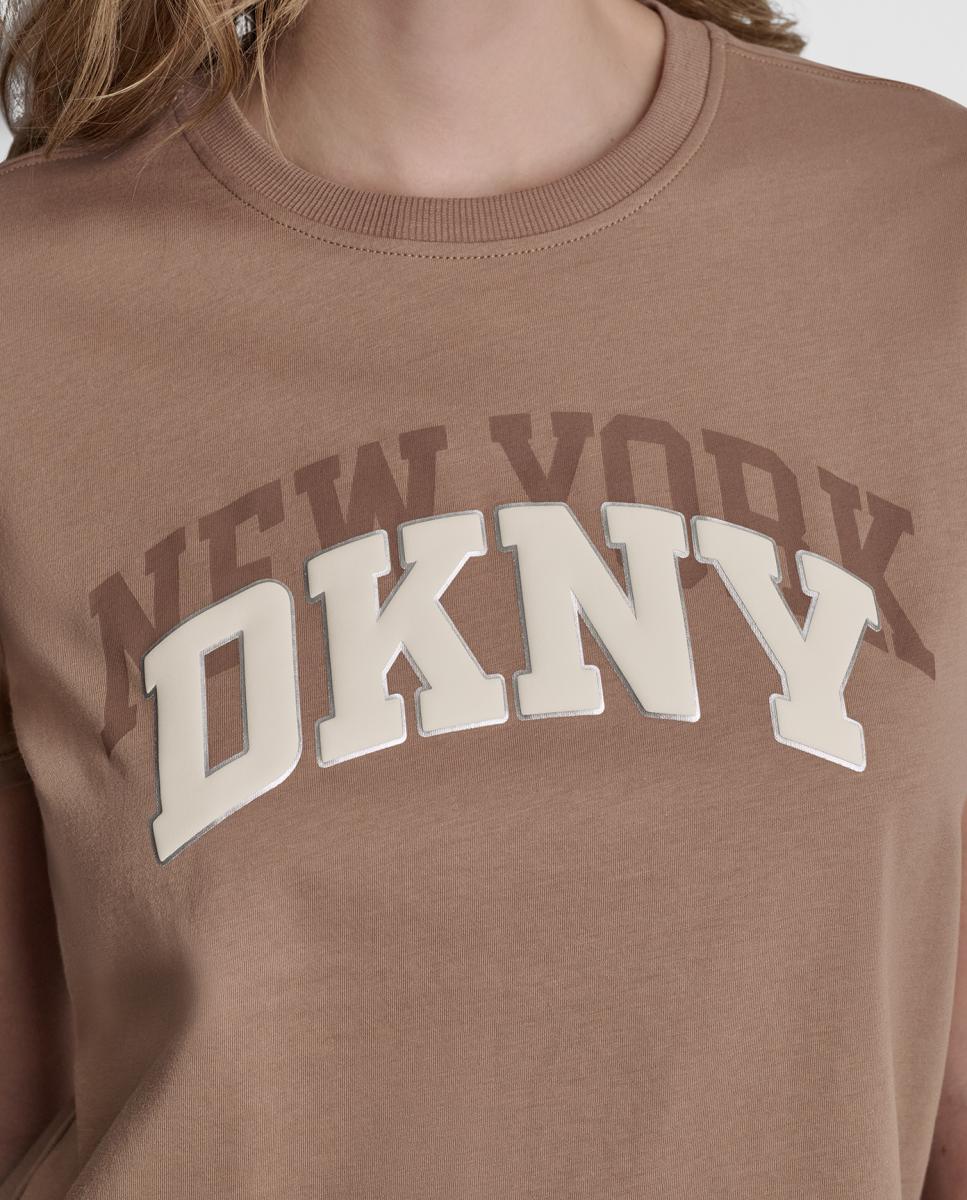 Camiseta de mujer con detalle de logo frontal - Dkny Jeans - Marrón claro Marrón claro-5