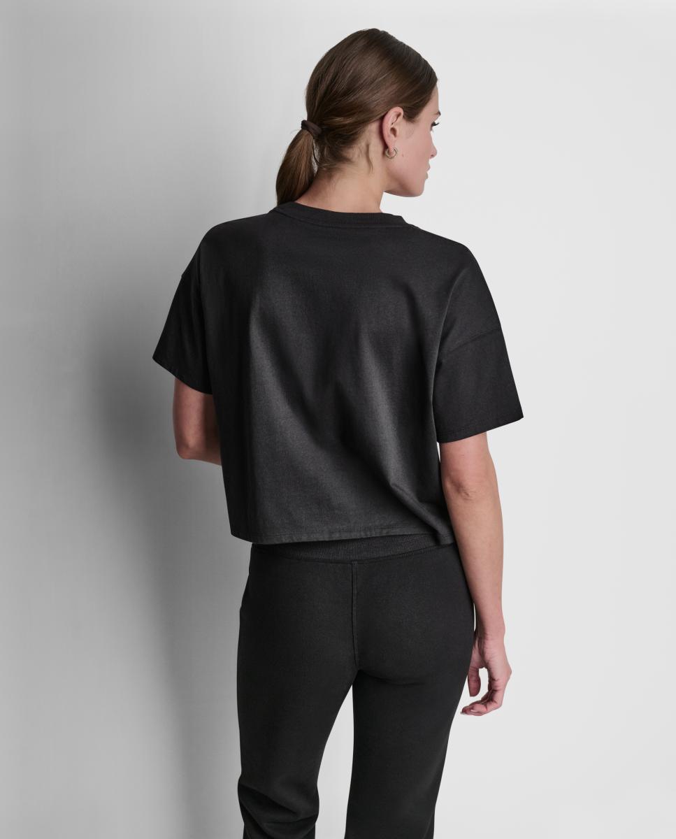 Camiseta de mujer de manga corta y detalle de logo metallic bubble - Dkny Jeans - Negro Negro-2