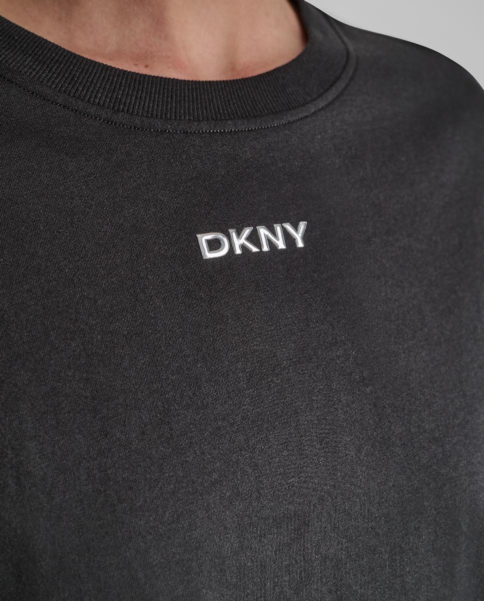 Camiseta de mujer de manga corta y detalle de logo metallic bubble - Dkny Jeans - Negro Negro-4