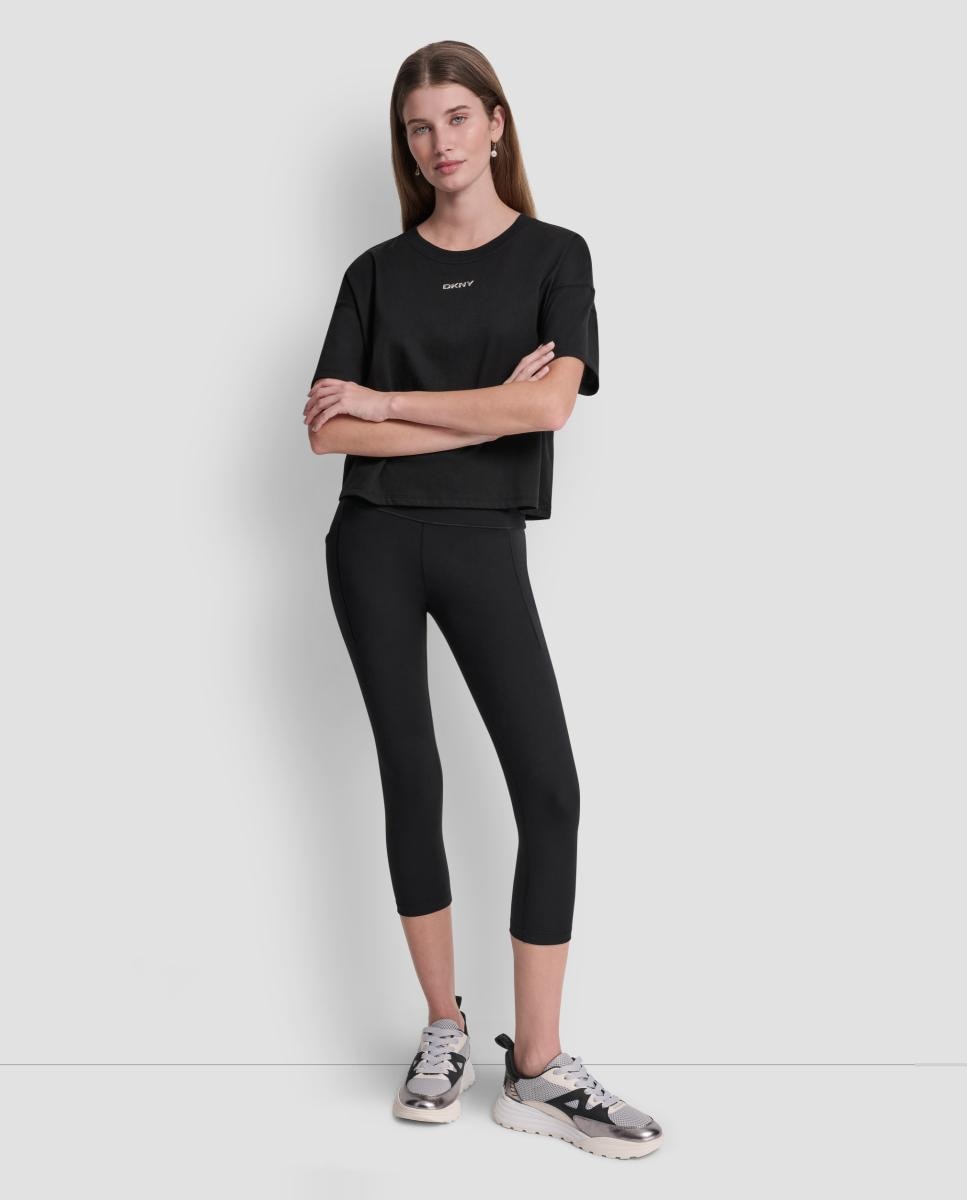 Camiseta de mujer de manga corta y detalle de logo metallic bubble - Dkny Jeans - Negro Negro-5