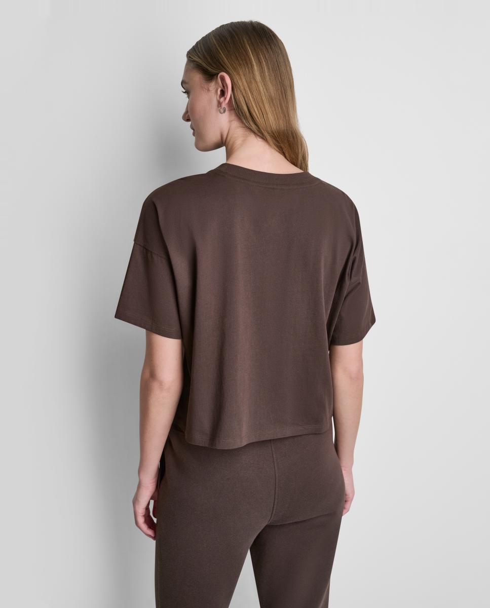 Camiseta de mujer de manga corta y detalle de logo metallic bubble - Dkny Jeans - Marrón oscuro Marrón oscuro-3