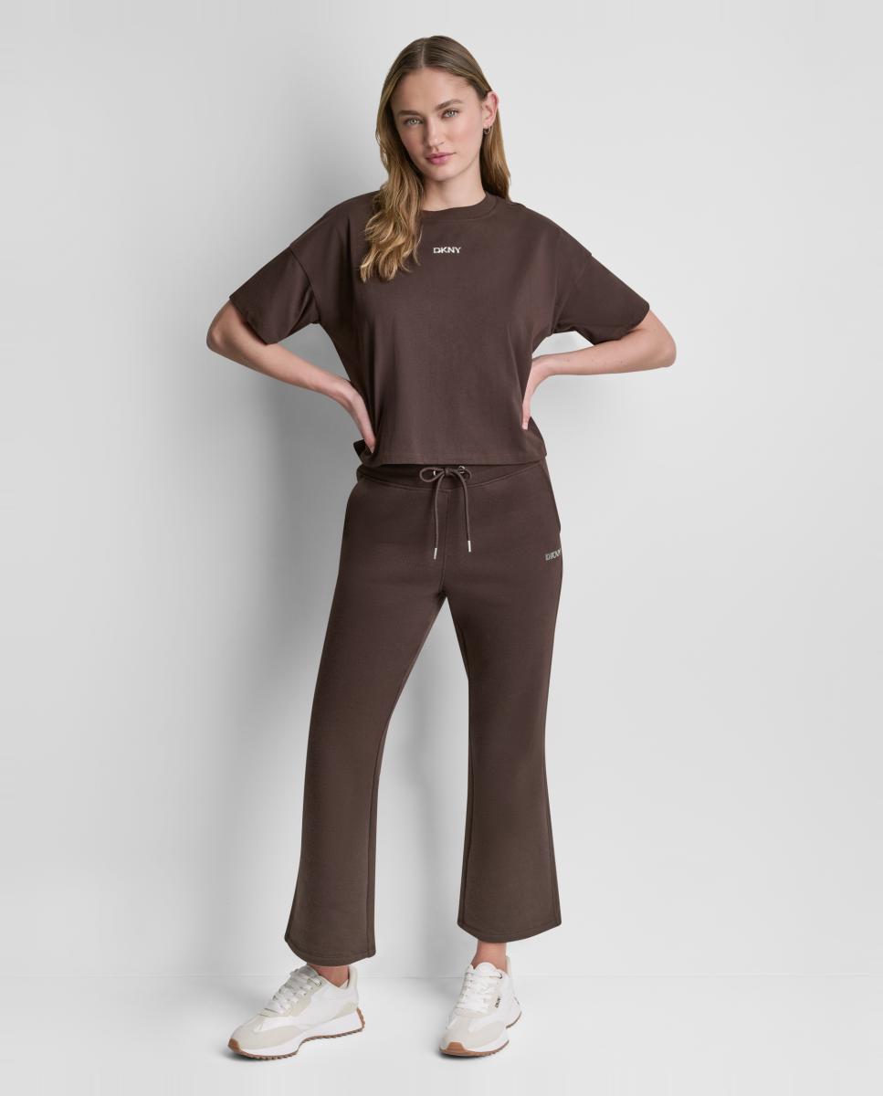 Camiseta de mujer de manga corta y detalle de logo metallic bubble - Dkny Jeans - Marrón oscuro Marrón oscuro-4