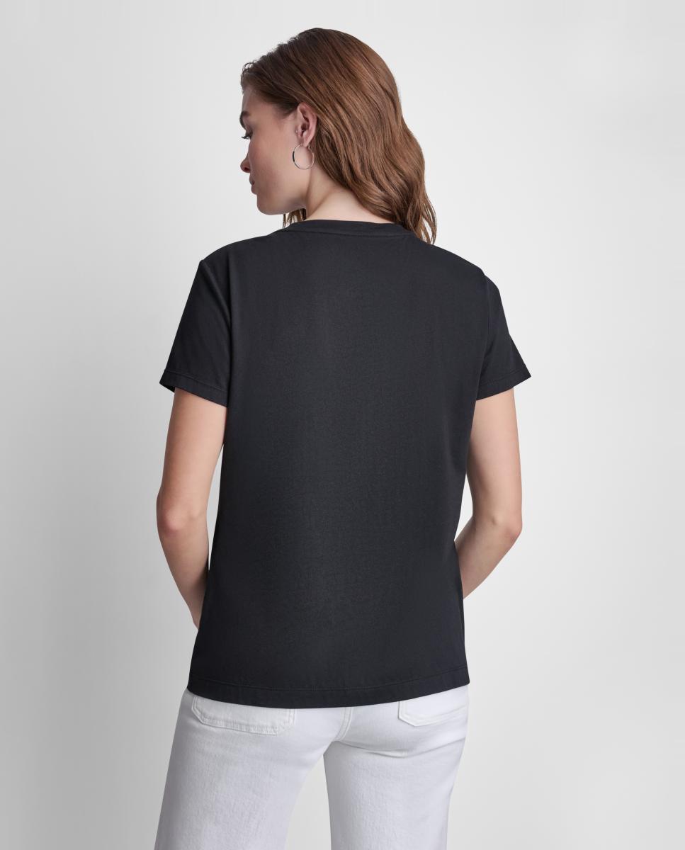 Camiseta de mujer de manga corta y cuello redondo con detalle de gráfico y logotipo - Dkny Jeans - Negro Negro-2