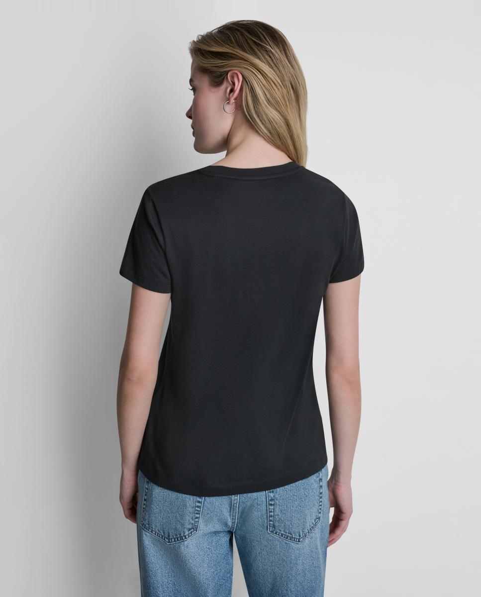 Camiseta de mujer de manga corta y cuello redondo con logotipo impreso - Dkny Jeans - Blanco Blanco-3