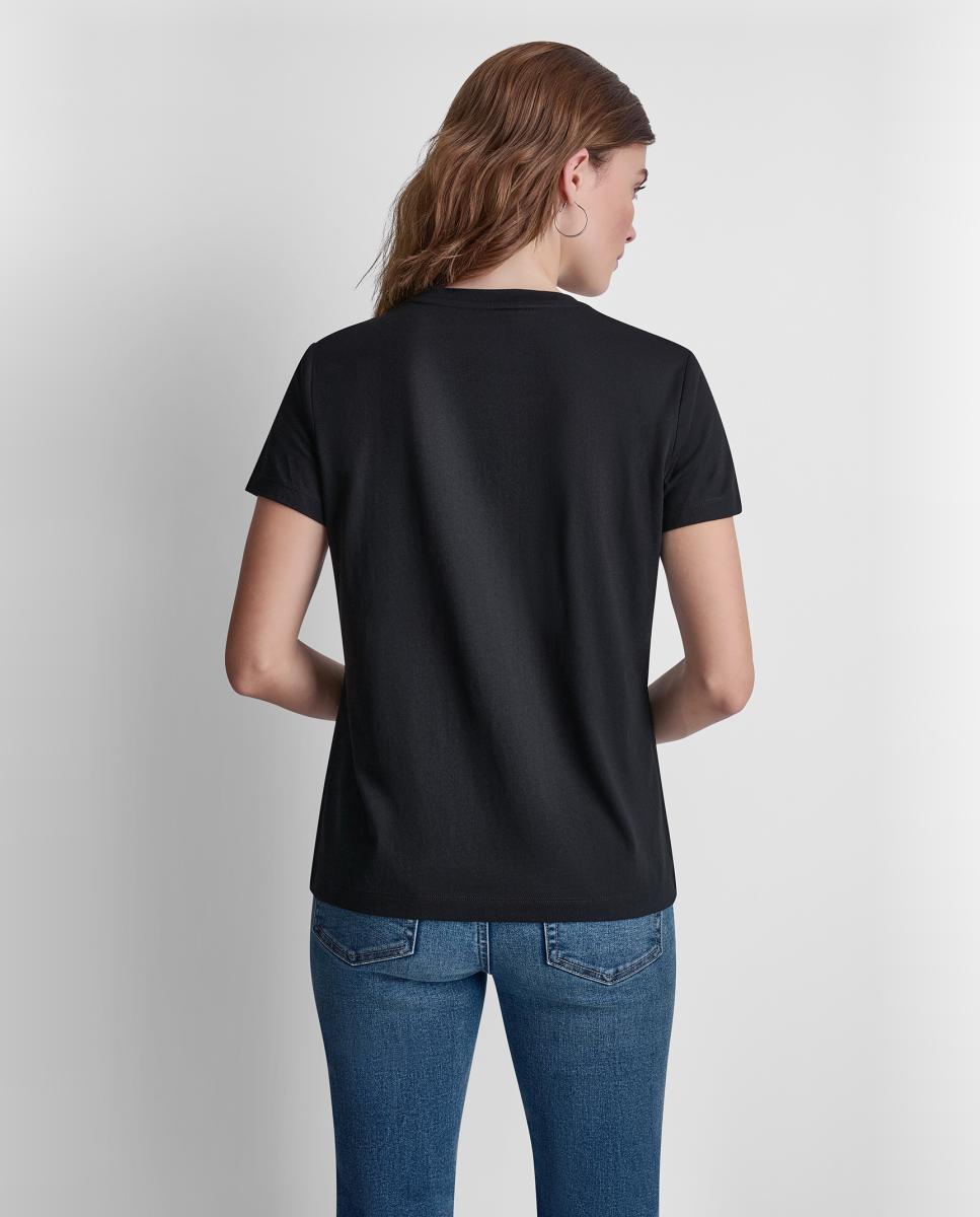 Camiseta de mujer de manga corta y cuello redondo con logotipo de tachuelas - Dkny Jeans - Negro Negro-3