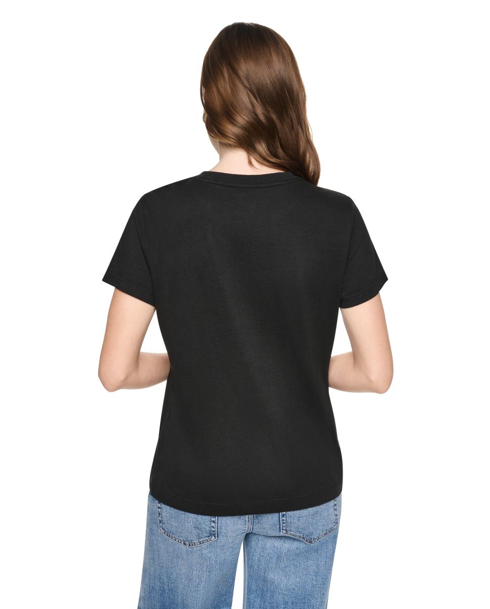 T-shirt de Manga Curta e Decote Redondo com Logótipo em Contraste Preto-2
