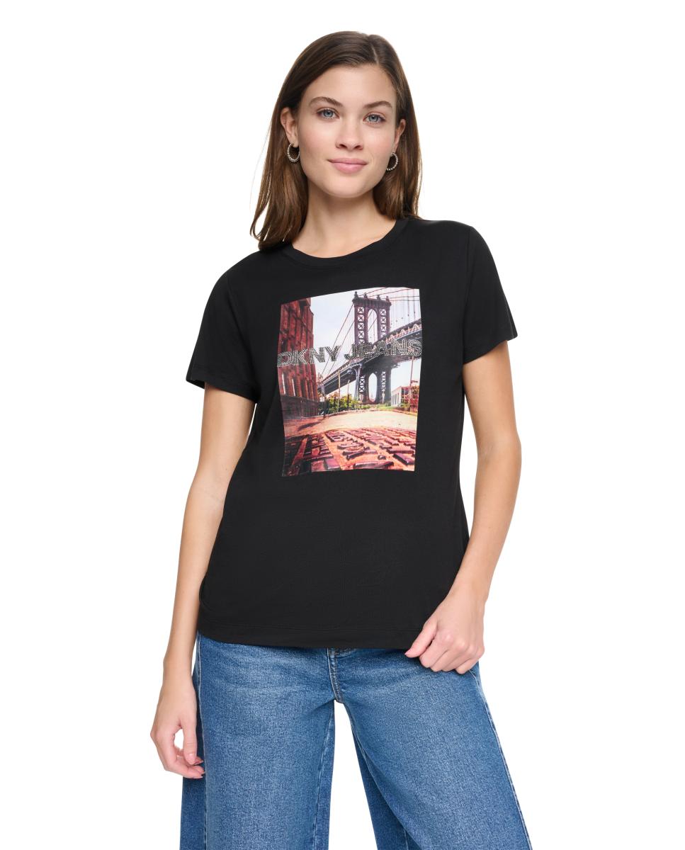 Imagem 0 de T-shirt de Manga Curta e Decote Redondo com Fotografia Impressa