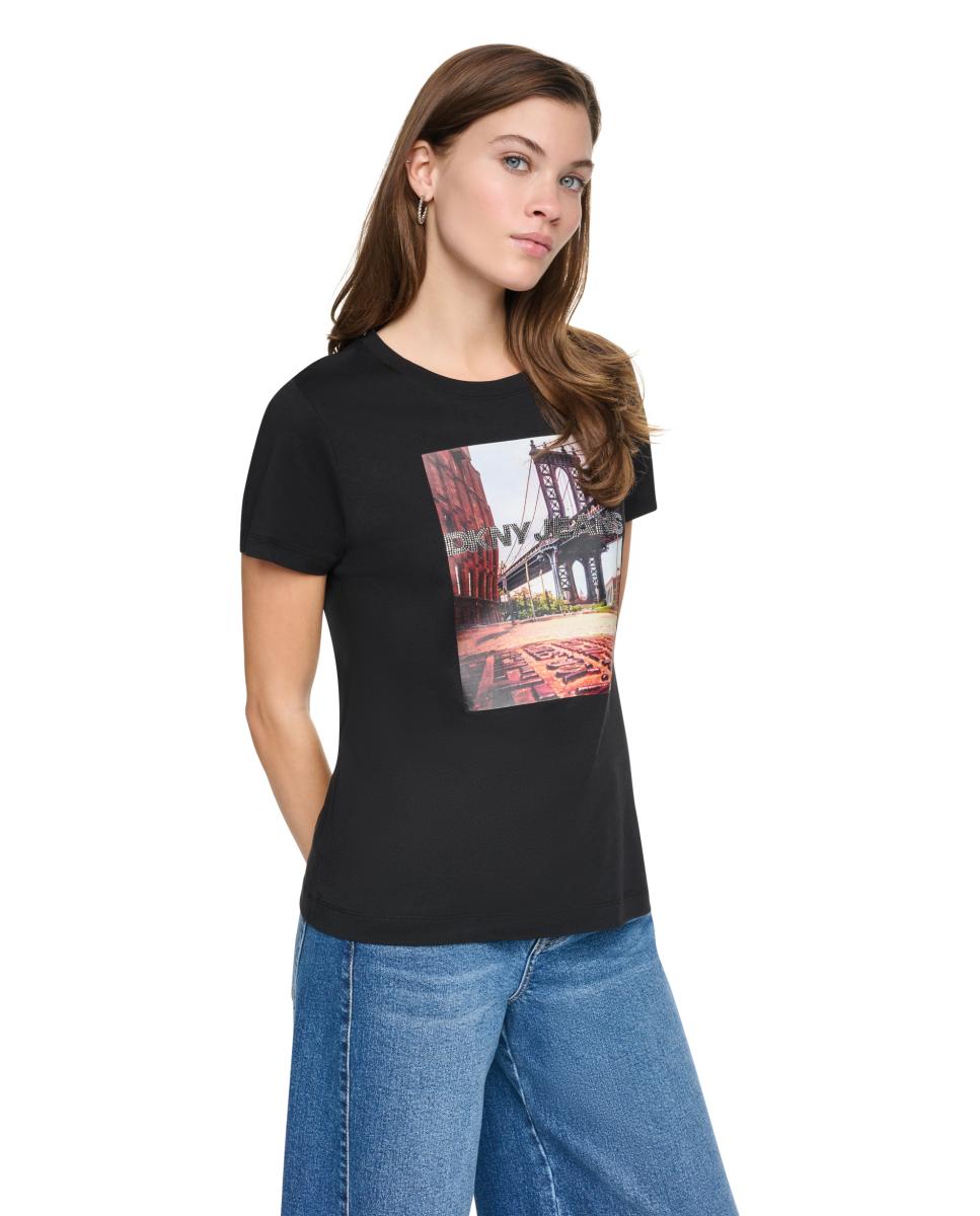 T-shirt de Manga Curta e Decote Redondo com Fotografia Impressa Multicolor-2