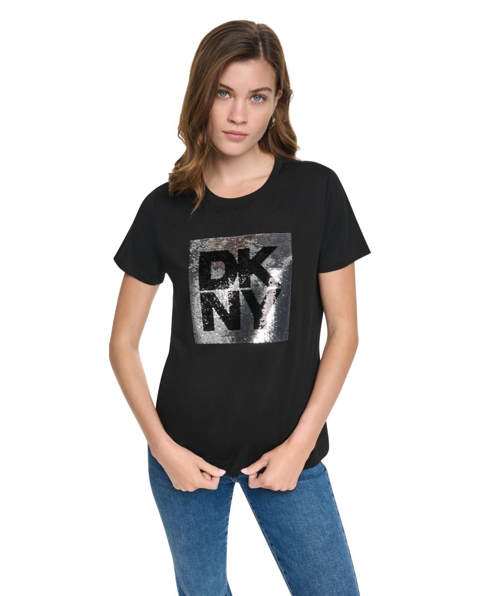 Imagem 0 de T-shirt de Manga Curta e Decote Redondo com Logótipo de Lantejoulas Multiposições