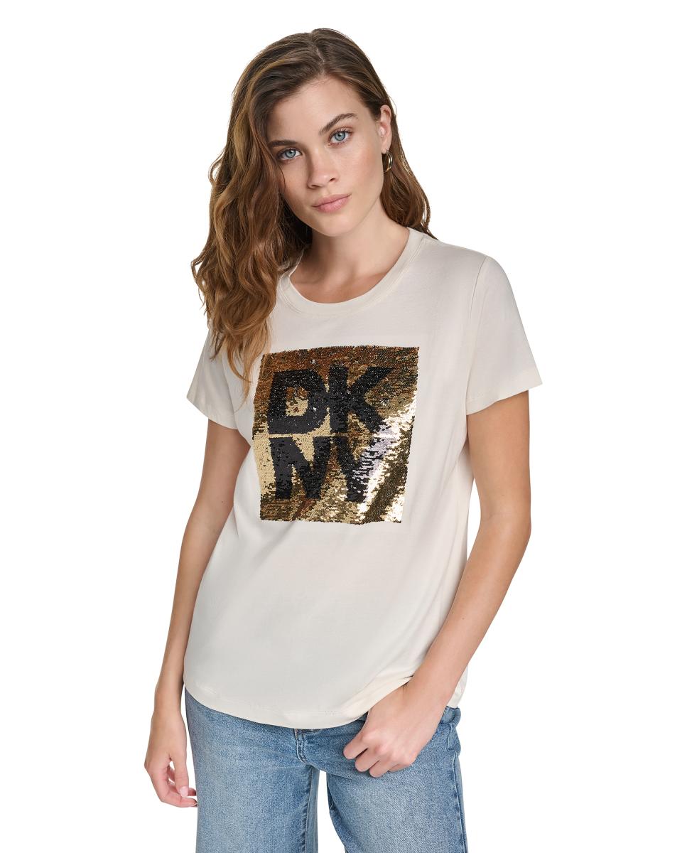 Imagem 0 de T-shirt de Manga Curta e Decote Redondo com Logótipo de Lantejoulas Multiposições
