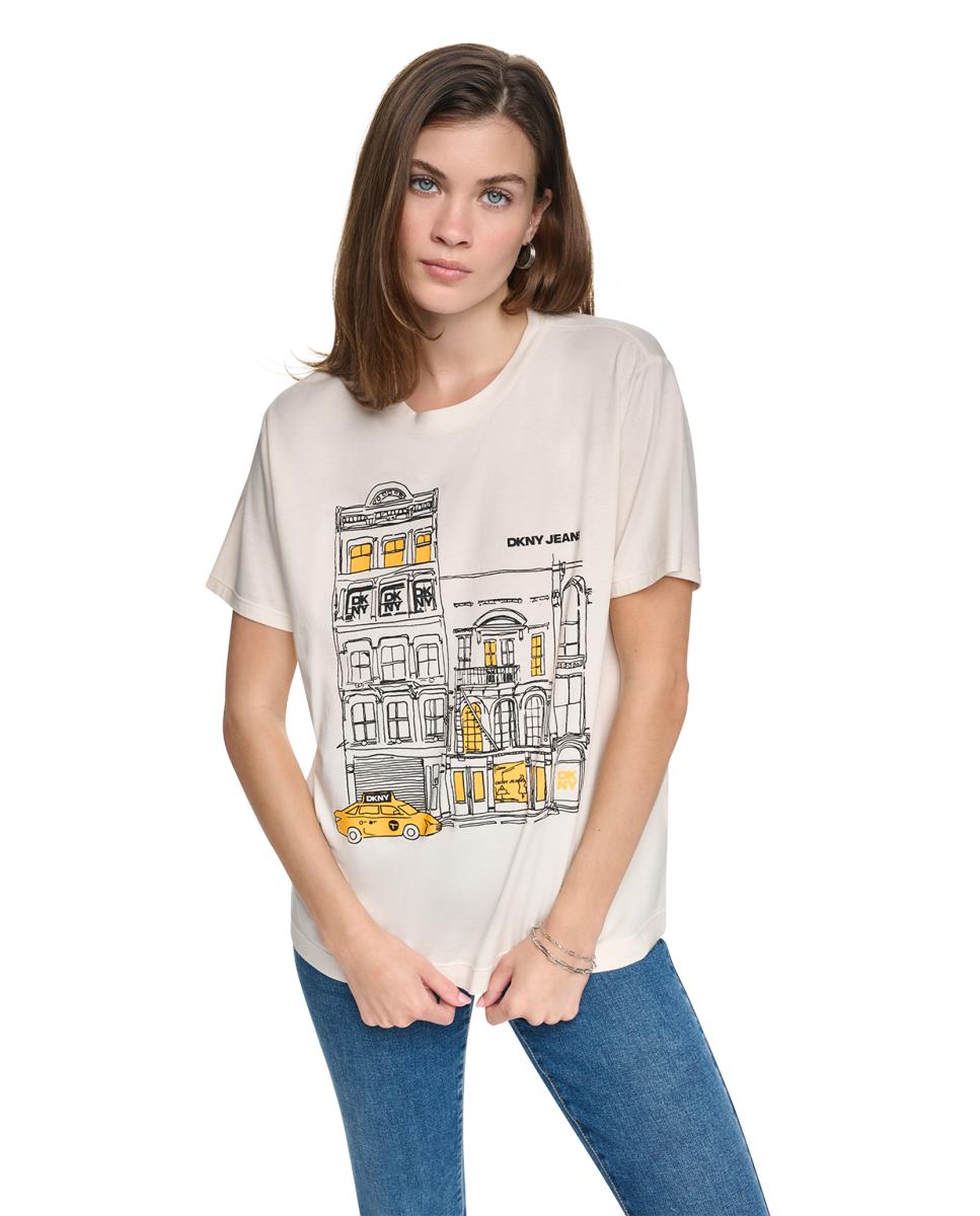 Imagem 0 de T-shirt de Manga Curta e Decote Redondo com Ilustração Representativa da Marca