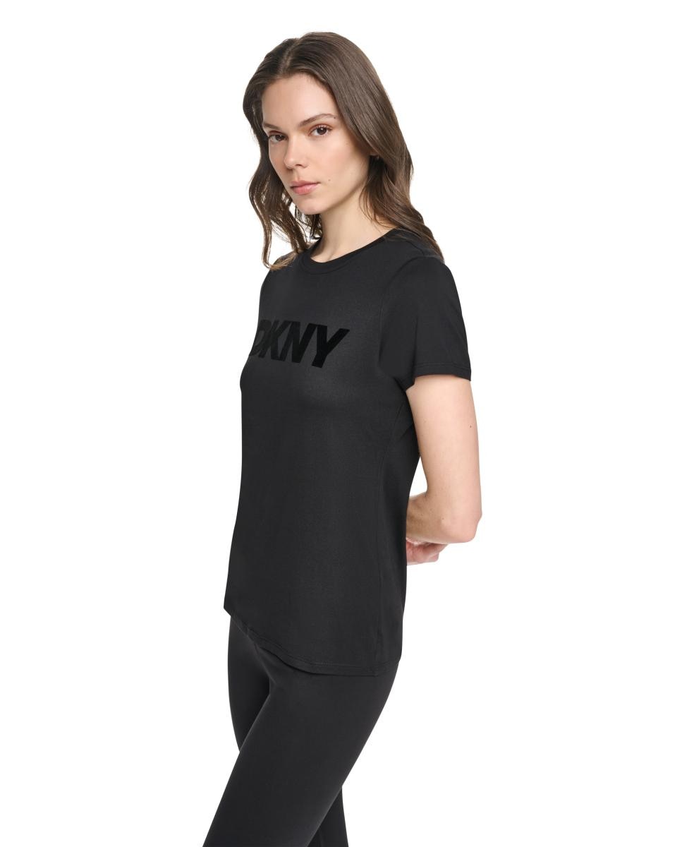 T-shirt de Manga Curta e Decote Redondo com Logótipo em Contraste Preto-2