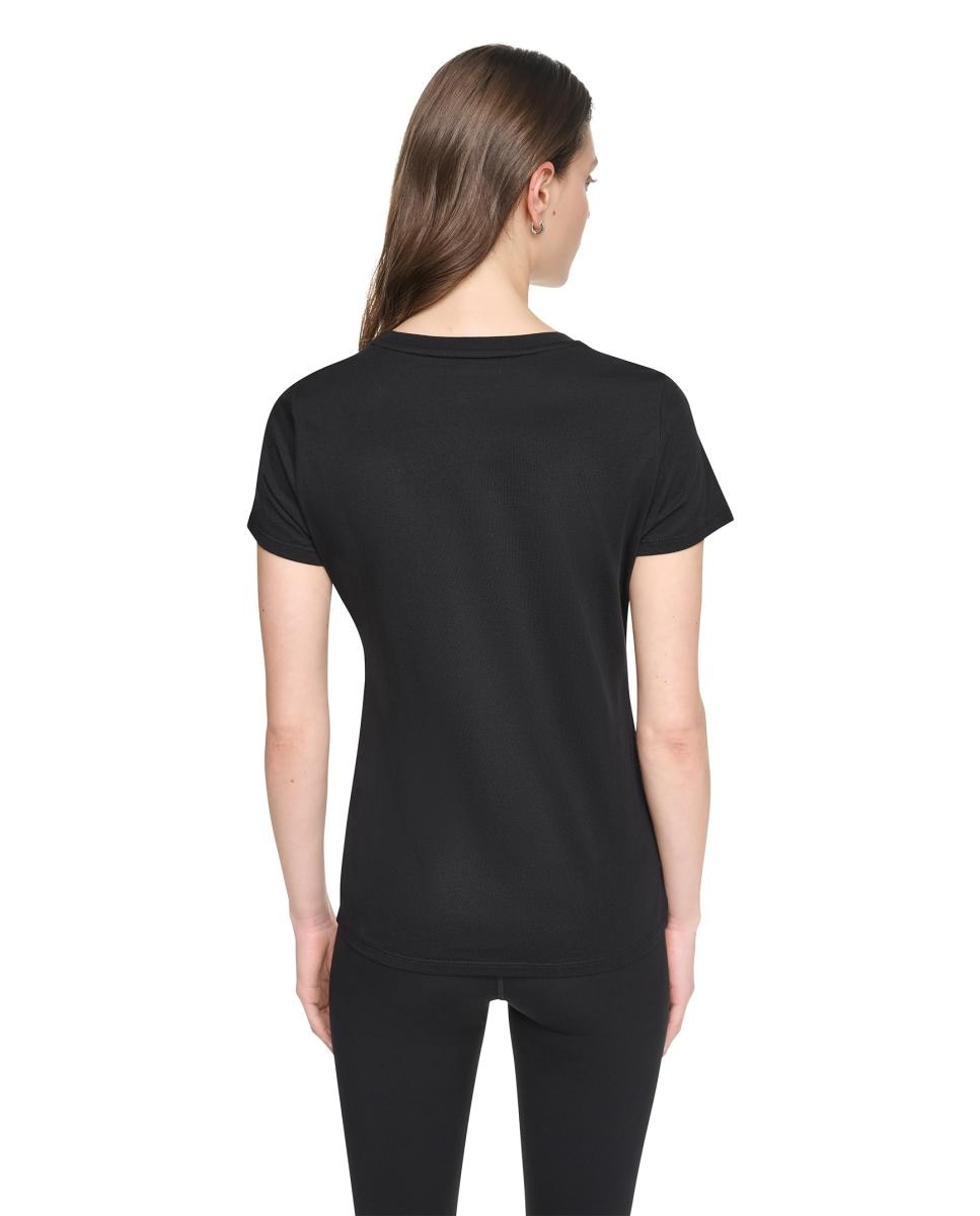 T-shirt de Manga Curta e Decote Redondo com Logótipo em Contraste Preto-3