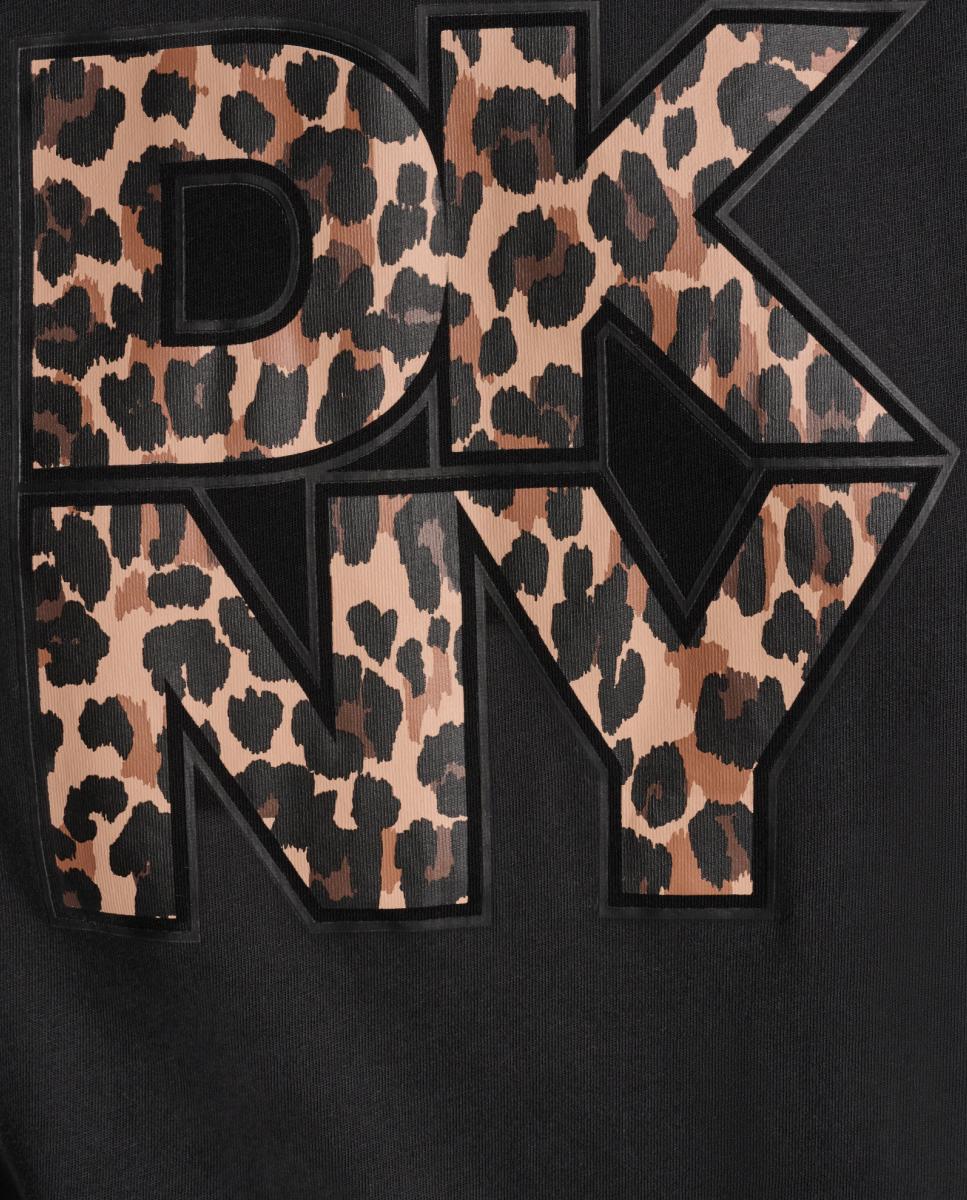 T-shirt de Manga Curta e Decote Redondo com Logótipo de Animal Print Preto-5