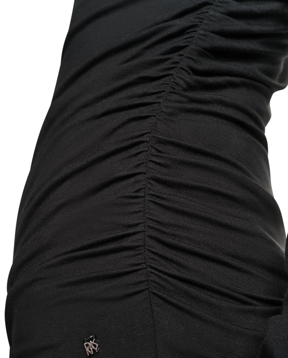 Camisola de Manga Comprida e Gola Fechada com Detalhe de Drapeado num dos Lados Preto-4