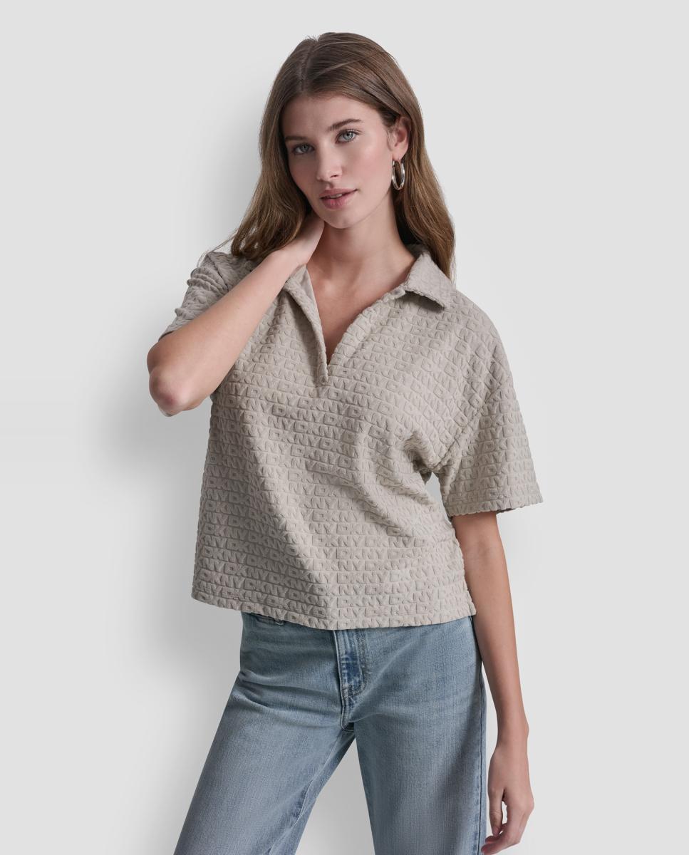 Polo com Monograma Bege-1