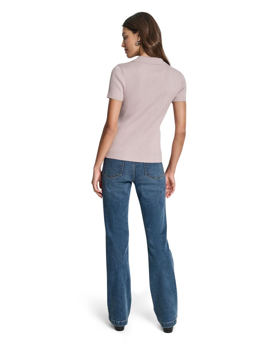 Jersey de mujer tipo polo de manga corta - Dkny Jeans - Rosa claro Rosa claro-2