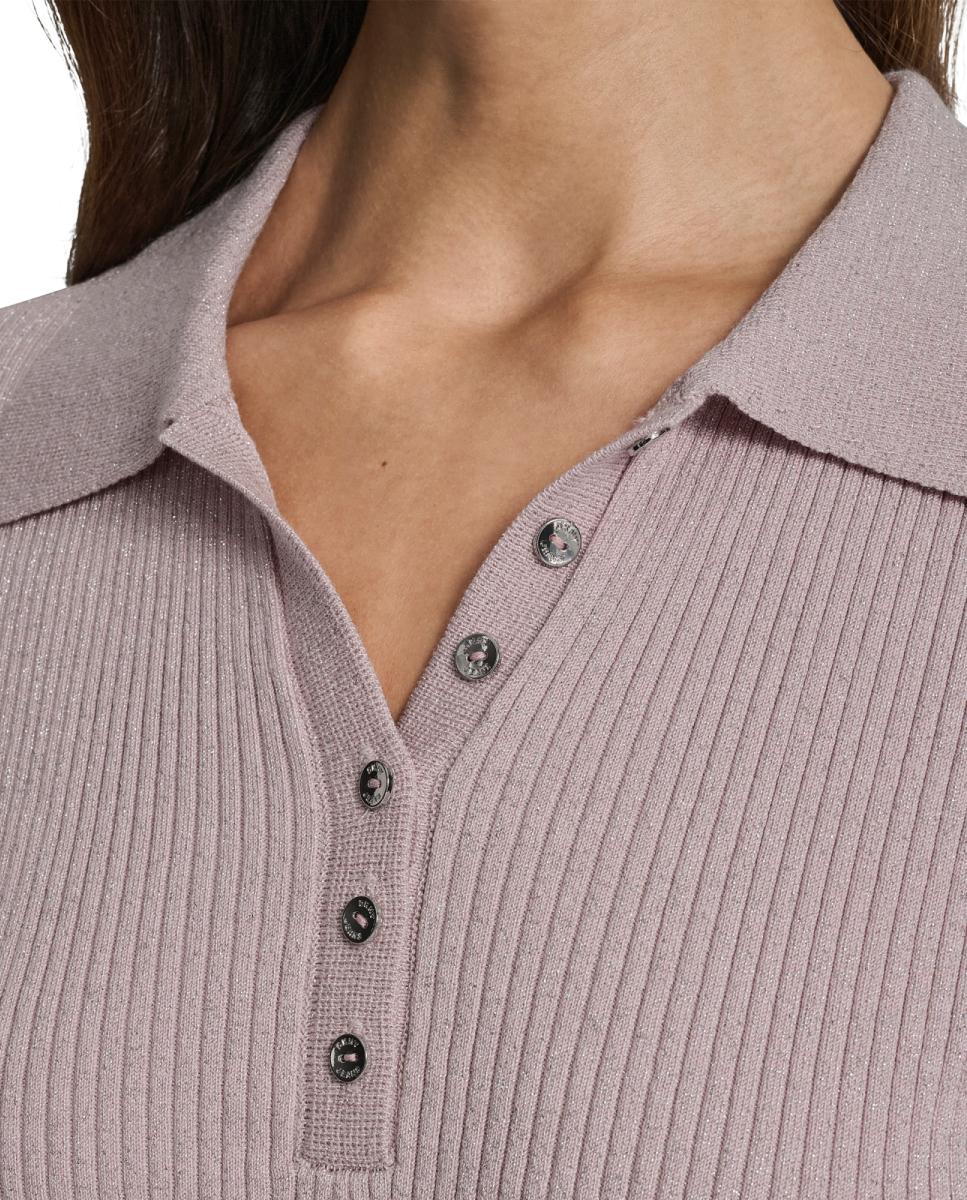 Jersey de mujer tipo polo de manga corta - Dkny Jeans - Rosa claro Rosa claro-4