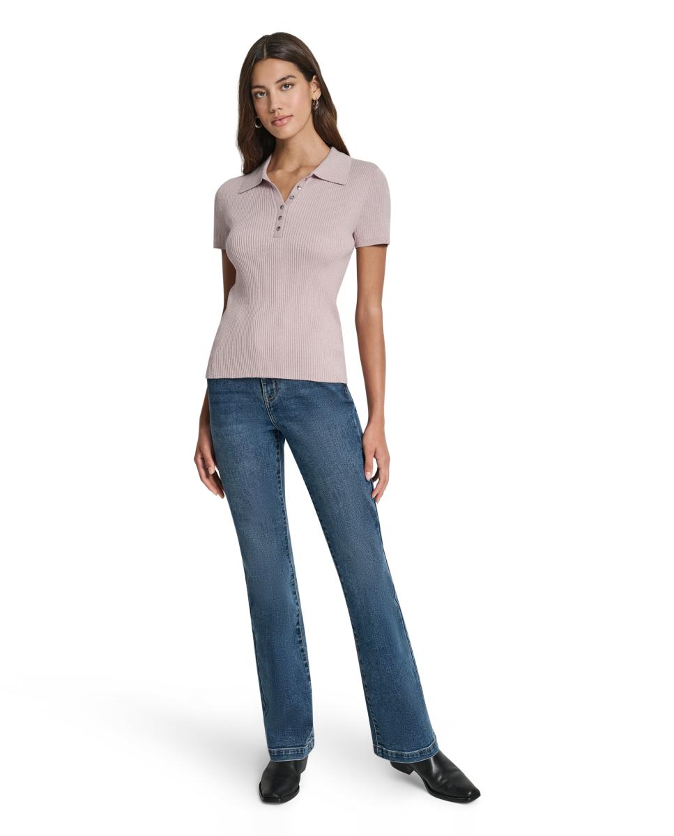 Jersey de mujer tipo polo de manga corta - Dkny Jeans - Rosa claro Rosa claro-5