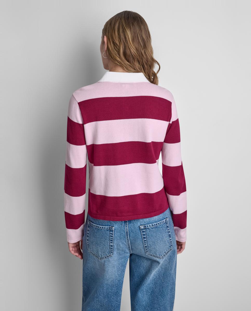 Polo de Manga Comprida com Decote de Botões e Estampado às Riscas Multicolor-3