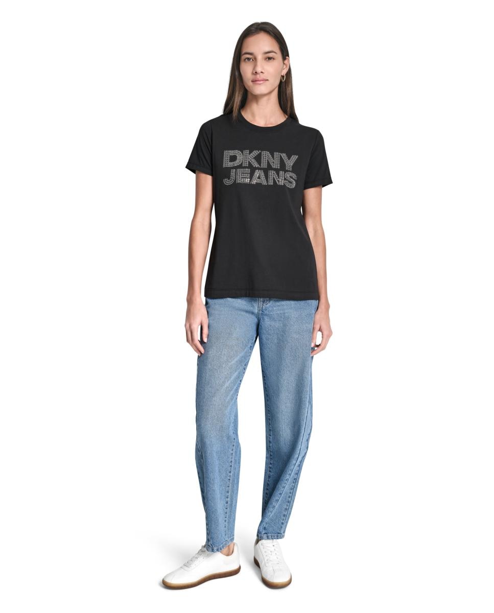 T-shirt de mulher com manga curta e logótipo Preto-5