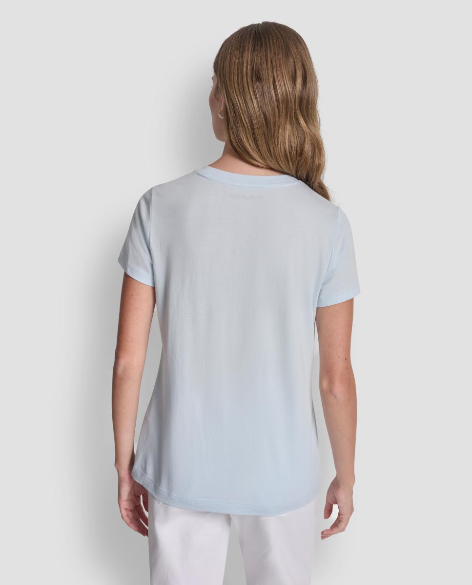 T-shirt de mulher com manga curta e logótipo Azul-claro-3