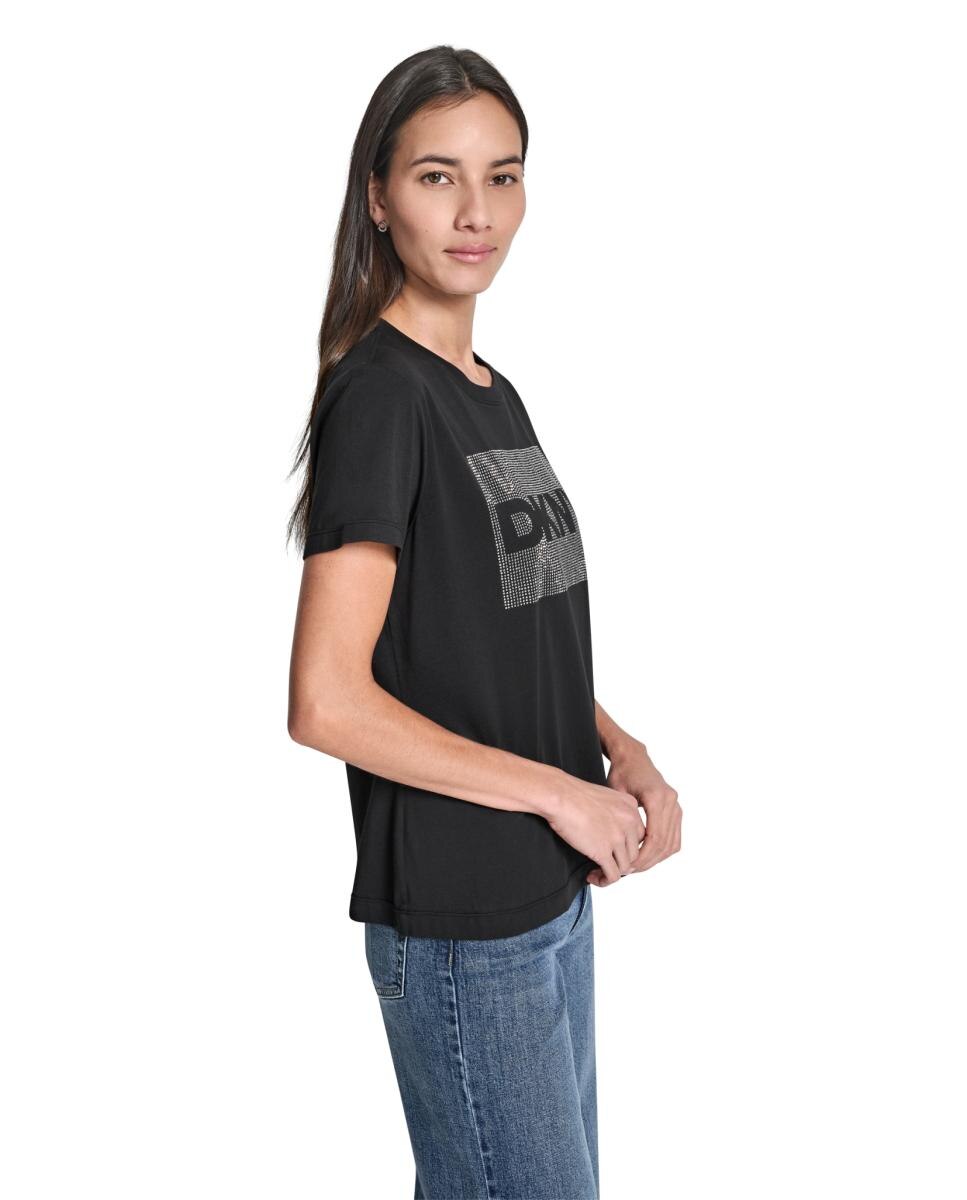 T-shirt de mulher com manga curta e logótipo Preto-6